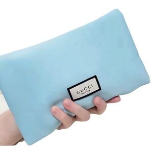 New Gucci Light Blue Beauty Bag Clutch With Magnetic Closure New in Package